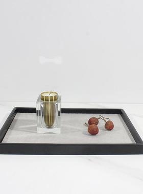 现代简约欧式轻奢马毛方形托盘摆盘样板房民宿客厅餐厅卧室饰品