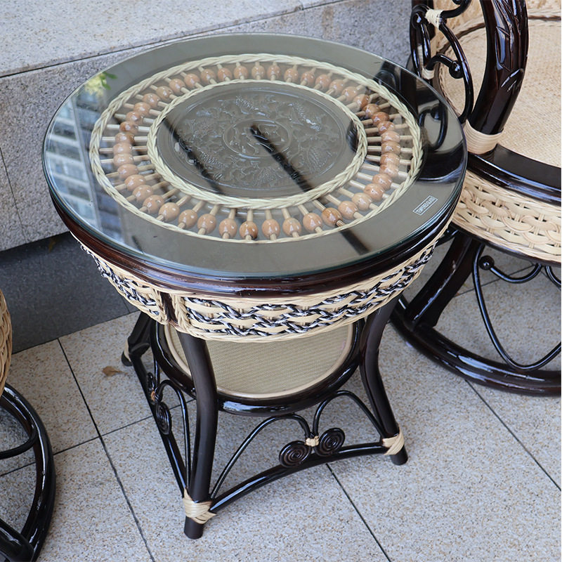 藤椅茶几阳台茶桌椅三件套休闲藤木组合单人可旋转靠背藤编真藤椅,淘宝优惠券,粉丝福利购,淘宝优惠卷