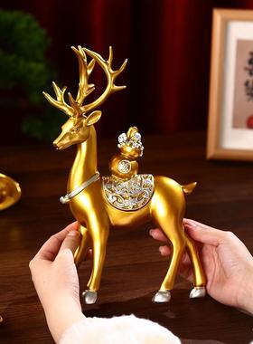 创意招财鹿客厅装饰摆件酒柜玄关家居摆设欧式电视柜新房乔迁礼物