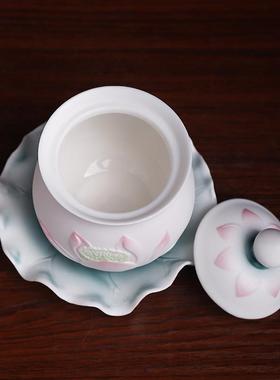 陶瓷供佛水杯莲花供水杯圣水杯净水杯观音佛前供奉佛具用品