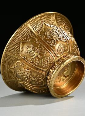 八吉祥供水杯供奉杯纯铜佛前供杯摆件家用矮脚供水碗八供杯圣水杯