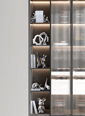 现代轻奢极简电镀银人物抽象书档摆件酒柜书房办公室样板房装饰品