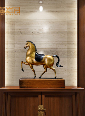 《马上金安》全铜马摆件工艺品办公室客厅书房博古架公司开业礼品