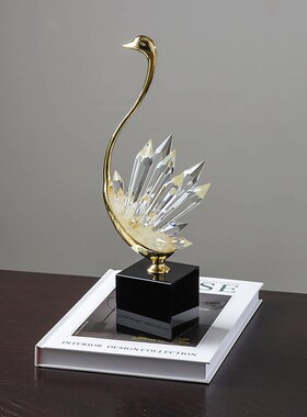 欧式情侣创意水晶交颈天鹅装饰摆件一对高档实用简约现代家居摆设