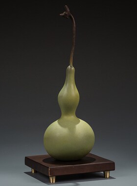 黄铜吉祥葫芦天然摆件福禄寿喜财家居客厅入门玄关酒柜办公室礼物