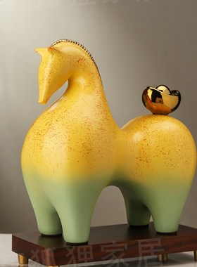 马上有钱陶瓷摆件招财客厅酒柜高档办公室玄关装饰品乔迁开业礼物