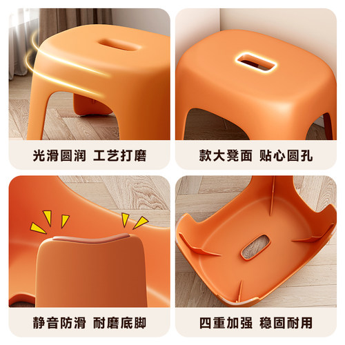 家用塑料小凳子儿童矮凳可叠放板凳客厅沙发凳加厚浴室防滑小椅子 - 图2