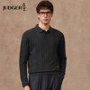 Zhuangji men's knitted POLO shirt long-sleeved 2026 spring new style retro pit strip T-shirt