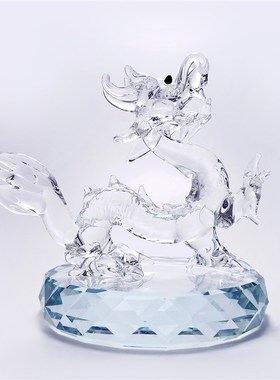 玻璃生肖龙摆件创意生日礼物手工琉D璃属相十二生肖水晶动物龙车