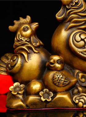 合家欢乐鸡 纯铜鸡摆件 铜公母鸡D 生肖鸡摆设家居卧室装饰工艺品