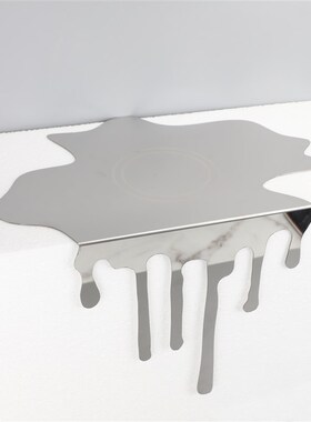 简约创意不锈钢抽象水滴托盘样板房售楼处家居桌W面装饰金属盘