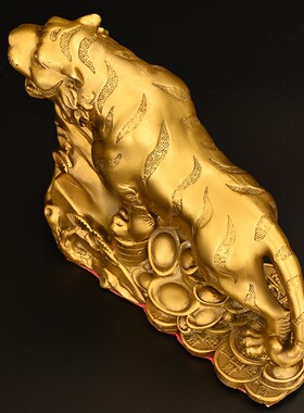 铜老虎摆件纯铜上山虎十二生肖工艺品家居装饰品X金属礼品铜虎