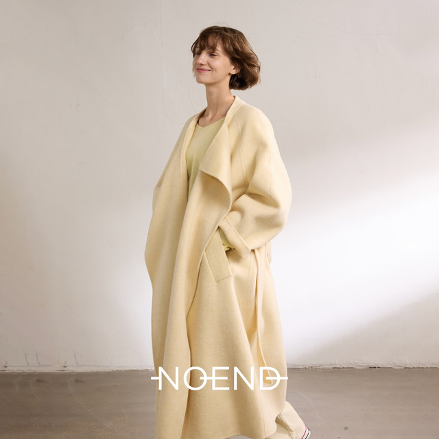 NOEND25AW 【冬日限定色】100%绵羊毛围巾慵懒荡领双面长款大衣