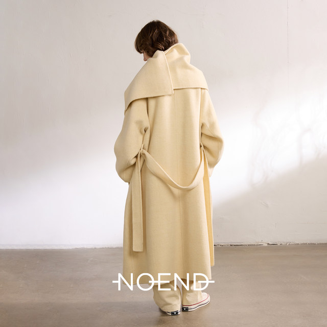 NOEND25AW 【冬日限定色】100%绵羊毛围巾慵懒荡领双面长款大衣
