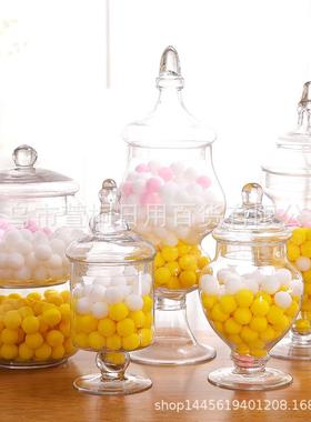 厂家直销婚庆玻璃糖罐樽欧式水晶玻璃糖缸储物罐甜品台摆件