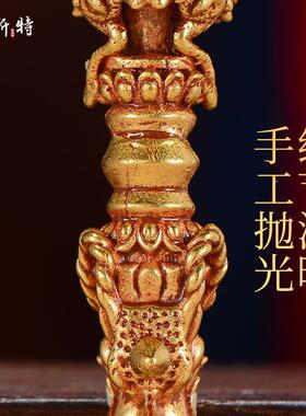马头宝金刚宝橛尼泊尔手工全鎏金佛做五股普巴nbeqljjj金刚杵旧具