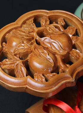 桃泰山福缘阁木如木RY1542意件 乔迁贺喜商务礼品客厅雕摆家居饰