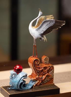 朱炳铜岁 鹤寿千仙鹤摆件装仁鹤寿千岁饰祝铜雕寿生日礼物玄关电