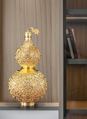 喜韵花丝吉祥葫芦铜摆件家办公桌桌面客厅玄关乔迁送礼节日礼物