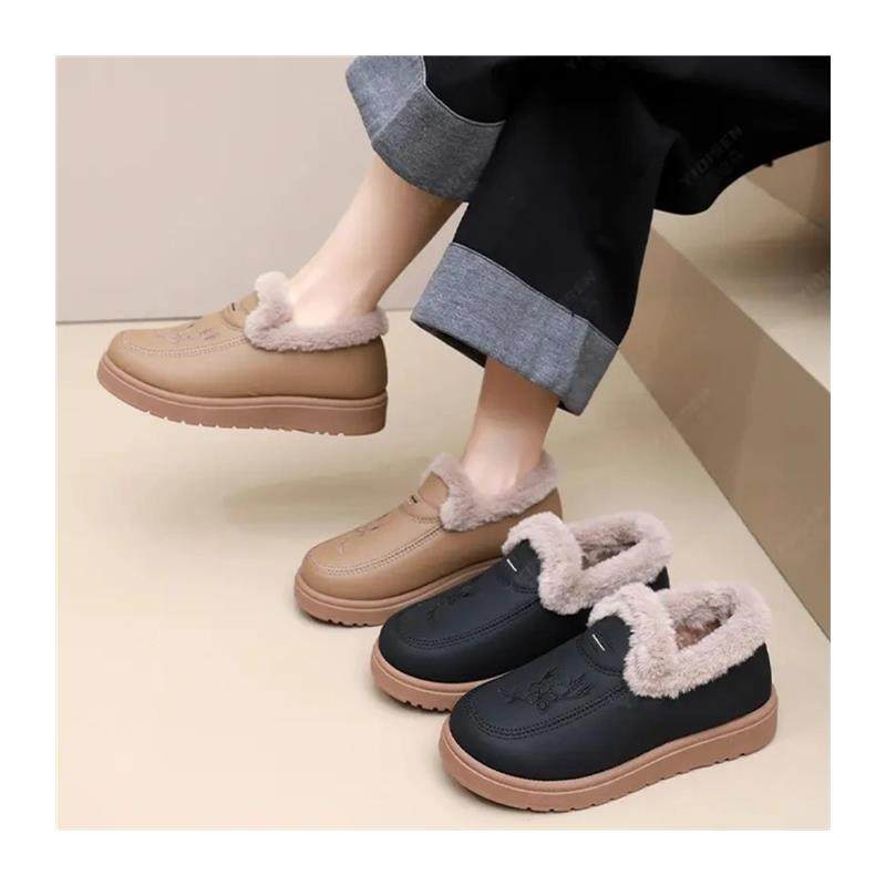 沐盈集冬季新款加绒厚底妈妈鞋中老年软底舒适女鞋一脚蹬棉鞋,淘宝优惠券,粉丝福利购,淘宝优惠卷