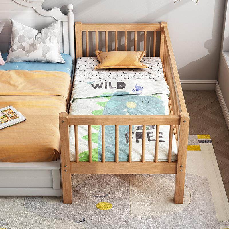 榉木儿童床拼接大床带防护栏加宽实木小床男孩女孩婴儿宝宝床边床,淘宝优惠券,粉丝福利购,淘宝优惠卷