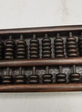 密底算盘实木雕复古老物件古玩收藏精打细算文房老黑檀木桌面装饰