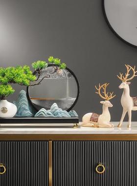 迎客松山水流沙画 画摆件中式禅意玄关办公室工艺礼品摆饰茶室沙