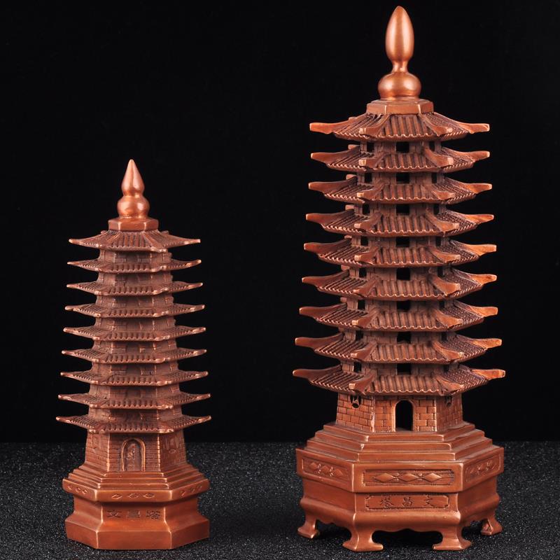 紫铜十三层文昌塔摆件13层9九层铜文昌塔家居客厅书房桌面装饰品 - 图1
