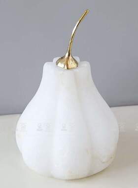 轻奢简约天然西班牙云石铜南瓜桌面装饰样板间电视柜展示软装摆件
