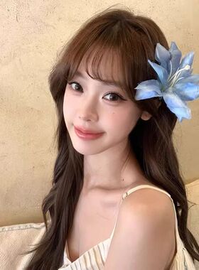 百合花朵仿真花花朵女高级感小众头饰套装拍照配饰发卡发饰超仙