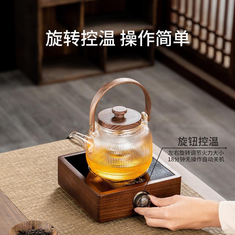 胡桃木电陶炉茶炉煮茶器实木家用智能小型烧水蒸煮茶壶煮茶炉套装 - 图0