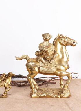 杨铜铜马上记大圣工艺品猴摆件家居0117铜马封马上上猴马上封侯