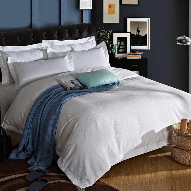 五星JEX-07级布宾件馆酒店床品全棉四套白全纯棉提花草 - 图3