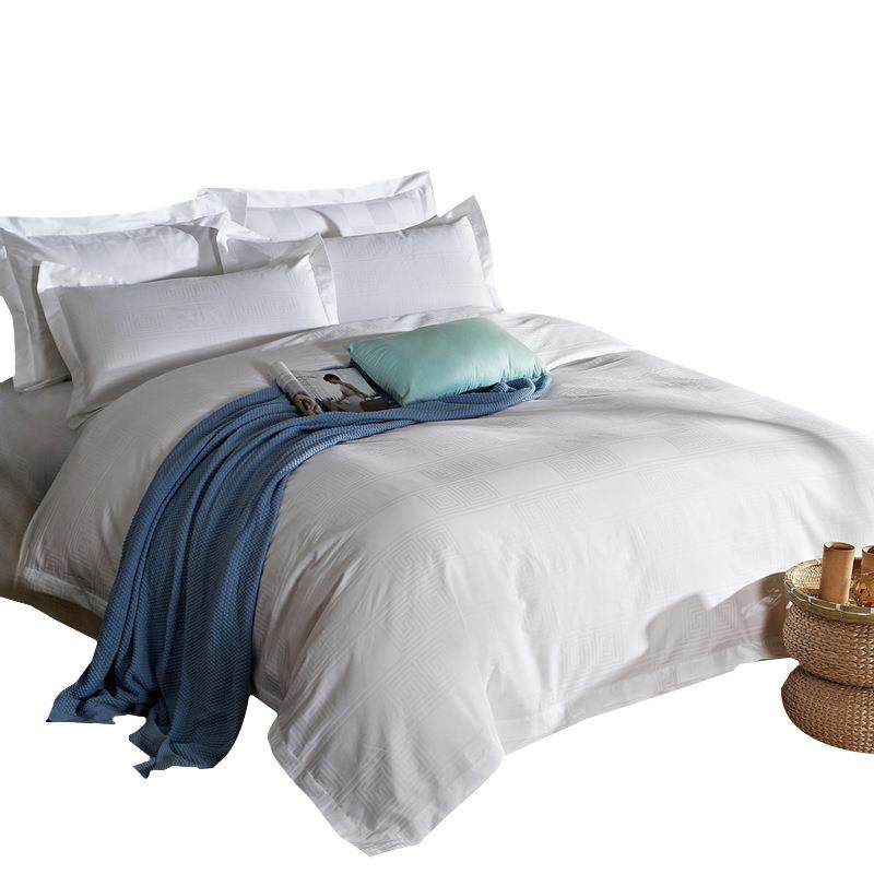 五星JEX-07级布宾件馆酒店床品全棉四套白全纯棉提花草 - 图2