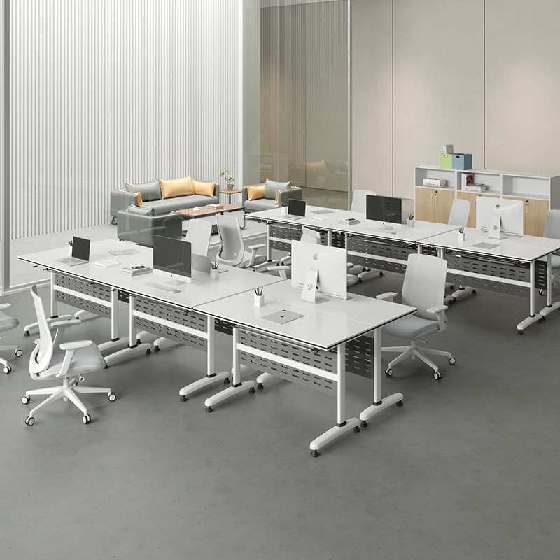 折叠培训桌椅组合拼接长条会议桌办公桌双人学生课桌可移动侧翻桌,淘宝优惠券,粉丝福利购,淘宝优惠卷