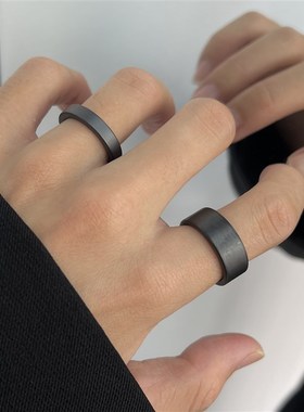 极速磨砂陶瓷黑色戒n指男潮牌极简个性雾面百搭食指戒环不掉色嘻