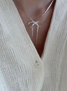 极速韩版小众设计蝴蝶结蛇骨链项链女冷淡风时尚气质W百搭感锁骨