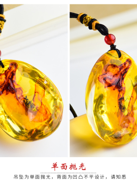 新品真实昆虫标本琥m珀吊坠蝎子蝴蝶蜘蛛真虫项链挂件个性创意吊