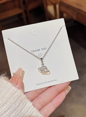 极速气质轻奢设计感星球微镶吊坠个性时尚百O搭宇宙钛钢项链项链