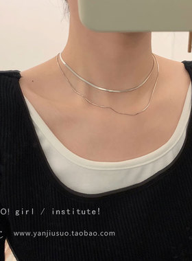 极速银色双层蛇骨项链女锁骨链夏2021年新款P轻奢小众简约百搭颈