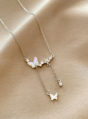 极速仙气蝴蝶钛钢项链女轻s奢小众2023年新款爆款温柔风锁骨链颈