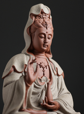 极速新中式观音菩萨摆件陶瓷x工艺品禅意家居客厅玄关装饰家用佛