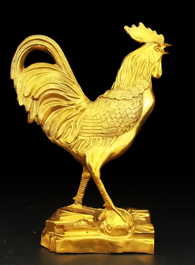 纯铜公鸡招财铜鸡摆件风水家居客厅办公室生肖鸡镇宅鸡装饰工艺品