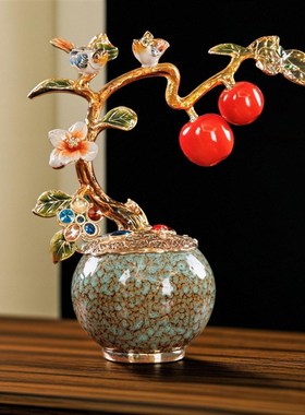 高端珐琅彩平安喜乐摆件客厅高档办公室装饰乔迁新居礼品开业礼物