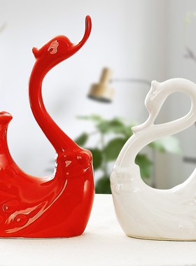 简约现代陶瓷摆件家居电视酒柜入户客厅玄关装饰品天鹅高级感小众