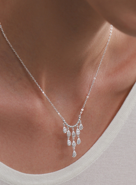 YETYIT也缇 涟漪新品极简高级璀璨闪亮轻奢时髦水滴s925纯银项链