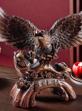 新展纹款上市木宏图如意鸿宏图雄鹰摆件意办公K608创桌书桌霸气摆