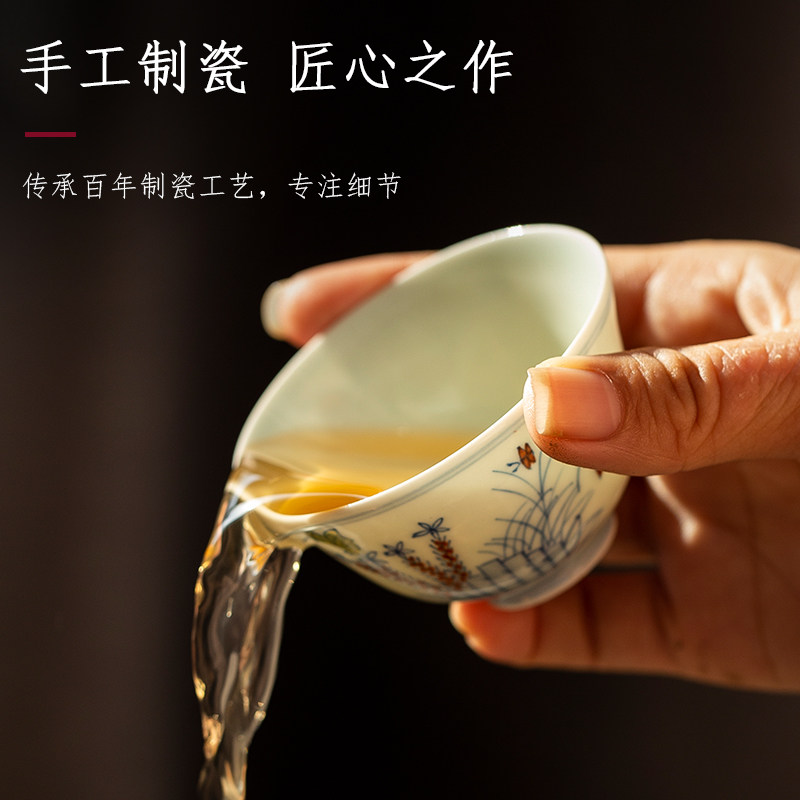 景德镇大明成化陶瓷青花主人杯单个斗彩茶杯品茗杯茶具三秋杯1:1,淘宝优惠券,粉丝福利购,淘宝优惠卷