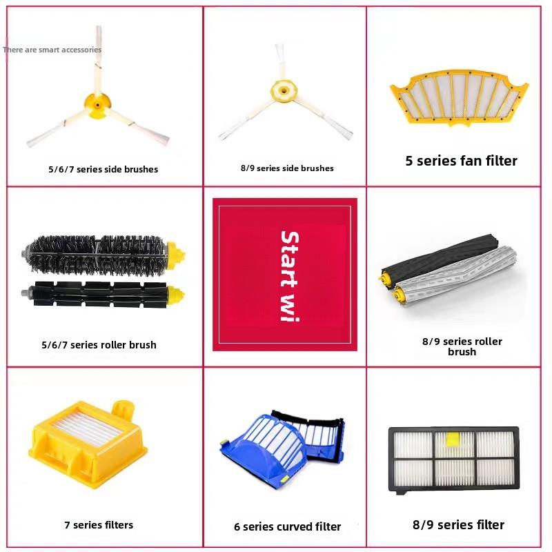 适用irobot roomba扫地机器人配件滤网电池5 6 7系通用主滚刷边刷 - 图1