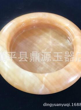 米黄玉烟灰缸 黄玉石烟缸器皿 玉石玉器居家办公摆件地摊礼品